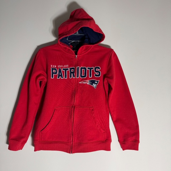 NEW ENGLAND PATRIOTS YOUTH ZIP HOODIE SWEATSHIRT NFL TEAM APPAREL RED NAVY 14/16 - Picture 1 of 12